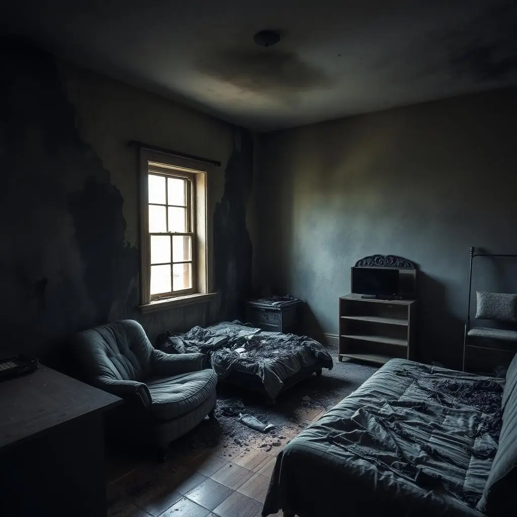 Smoke damaged room